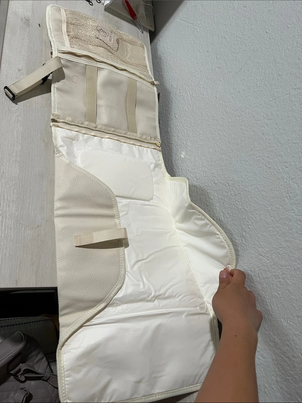 Portable Diaper Changing Pad color cream.